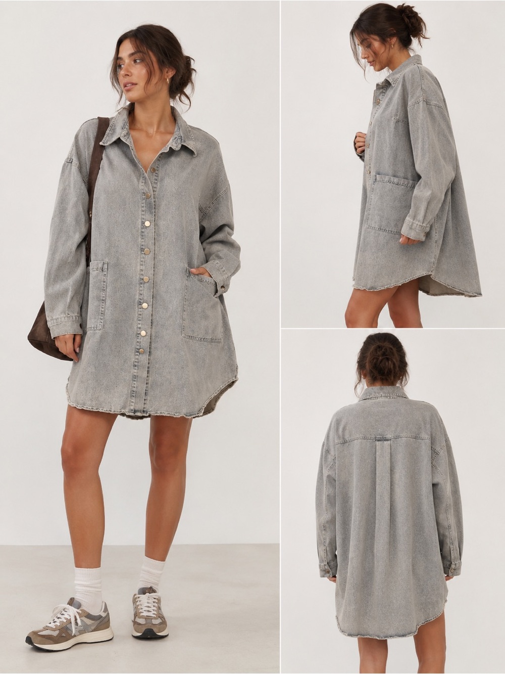 Oversized Grey Washed Denim Jacket/dress